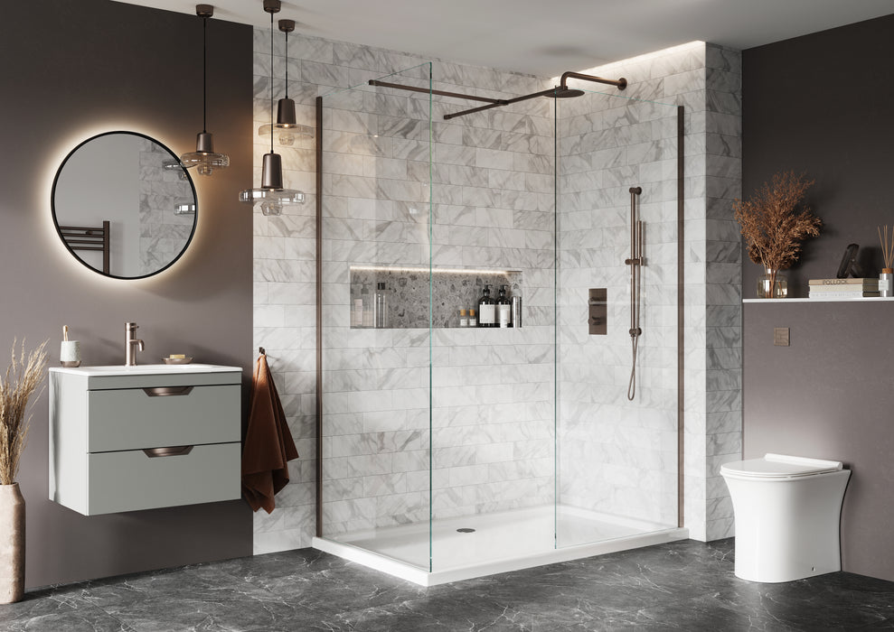 Kraft Lusso 8mm Wetroom Glass with Profile Kit - Brushed Bronze