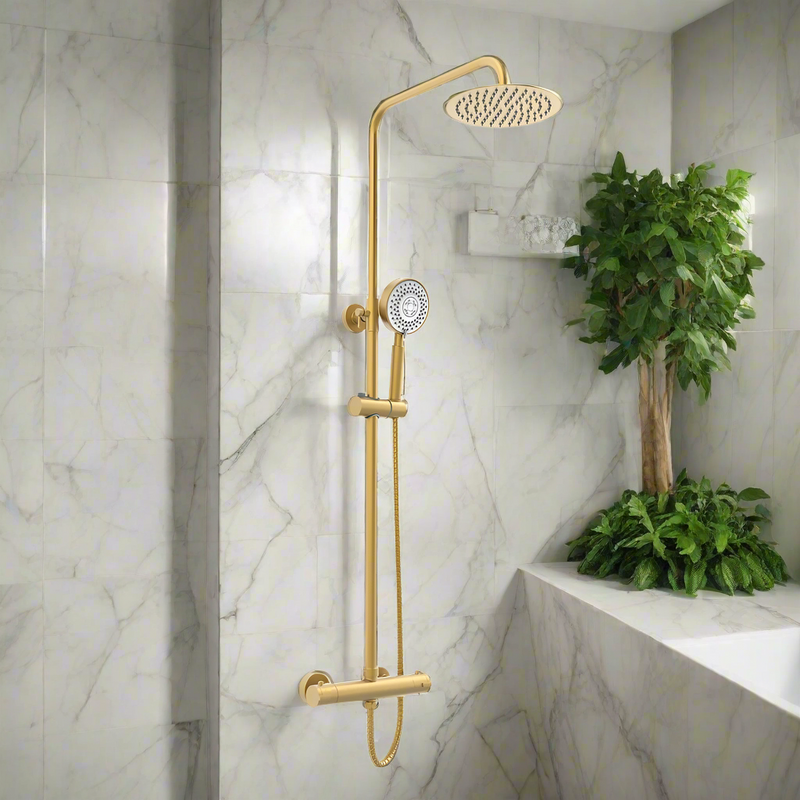 KV Ottone Brushed Brass Thermostatic Exposed Bar Shower