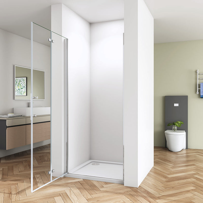 Linea 2 Chrome Frameless Bi Fold Shower Door 6mm Clear Glass - Select Size