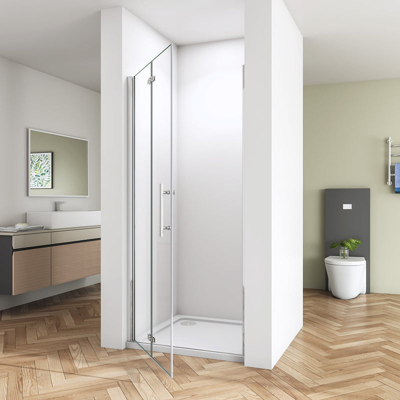 Linea 2 Chrome Frameless Bi Fold Shower Door 6mm Clear Glass - Select Size