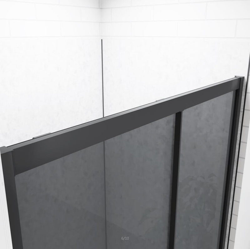 Linea Black Sliding Shower Door 8mm Smoked Glass - Select Size