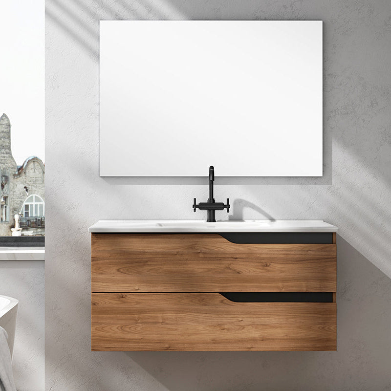 Banyetti Riva Wall Hung Vanity Unit with Athena Basin - 600mm Java Oak