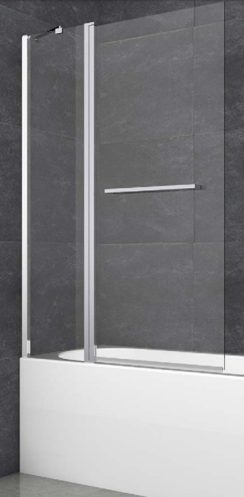 ATC 950 x 1400 Square Straight Bath Screen with Extension & Towel Rail - Chrome