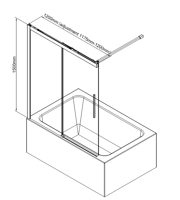 ATC 1200 x 1500 Sliding Bath Screen - Chrome