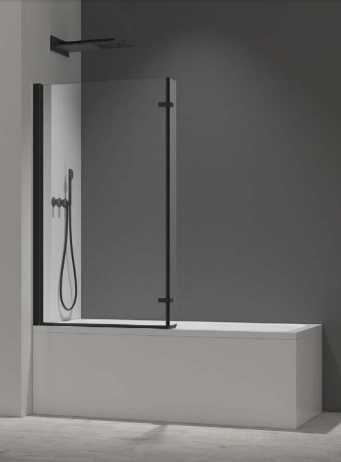 ATC 820 x 1400 L-Shape Bath Screen - Matt Black