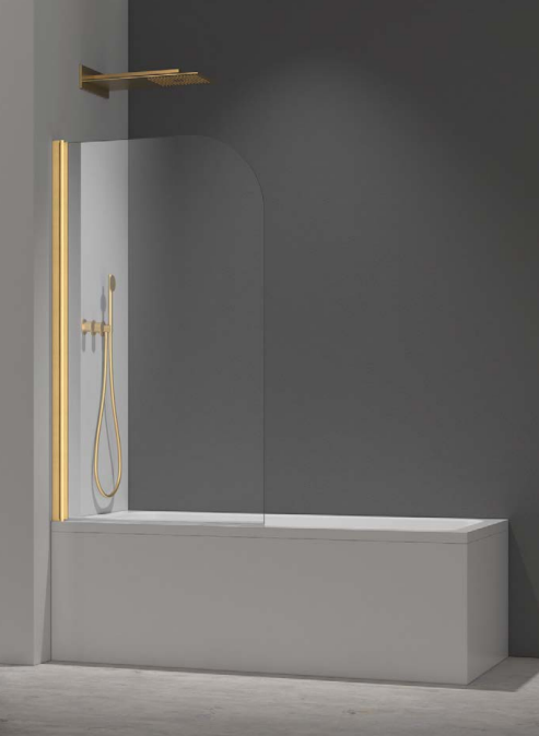 ATC 800 x 1400 Radius Curved Bath Screen - Brushed Brass