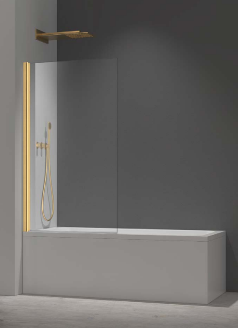 ATC 800 x 1400 Square Straight Bath Screen - Brushed Brass