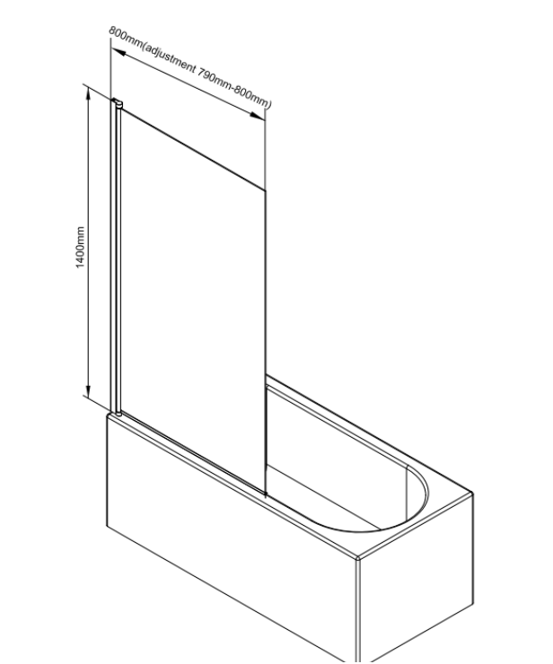ATC 800 x 1400 Square Straight Bath Screen - Brushed Brass