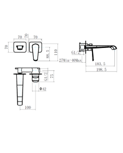 HB Montana Wall Mounted Basin Mixer - Select Colour