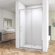 Linea chrome framed sliding shower doors UK with 6mm easy clean tempered safety glass