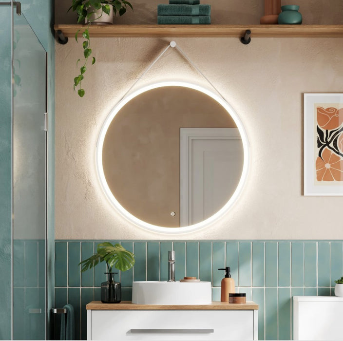 HIB Solstice 800mm LED Illuminated Bathroom Mirror - Matt White