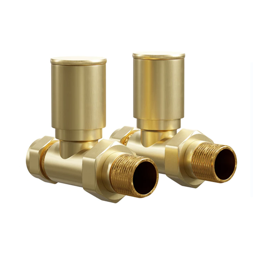 Banyetti Straight Radiator Valves - Brushed Brass