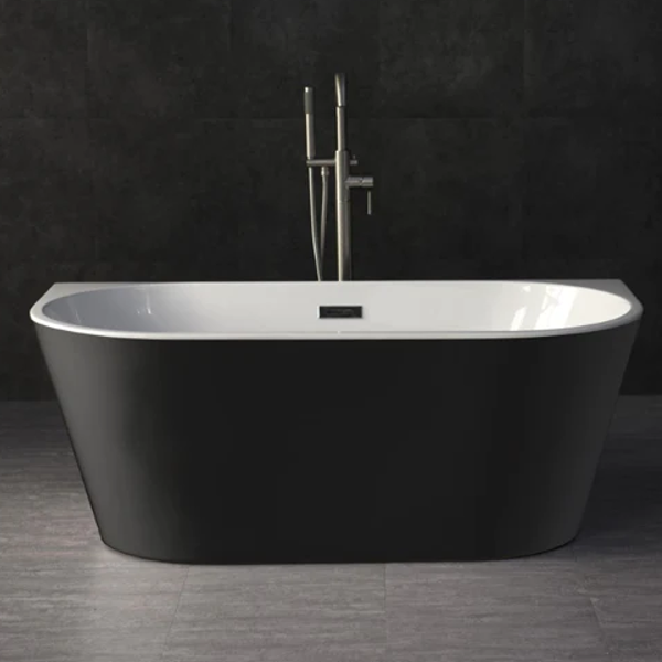 Banyetti Trend Back to Wall Freestanding Acrylic Bath - Gloss Black (Select Size)