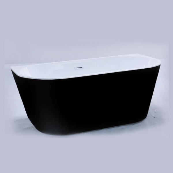 Banyetti Trend Back to Wall Freestanding Acrylic Bath - Gloss Black (Select Size)