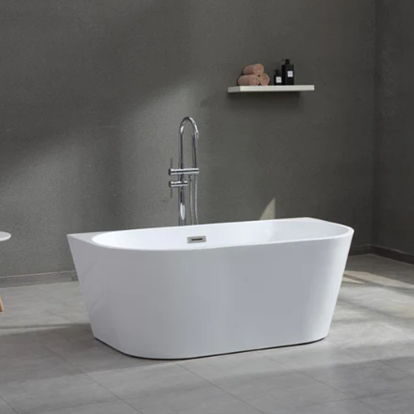 Banyetti Trend 1700 x 800 Back to Wall Freestanding Acrylic Bath - White