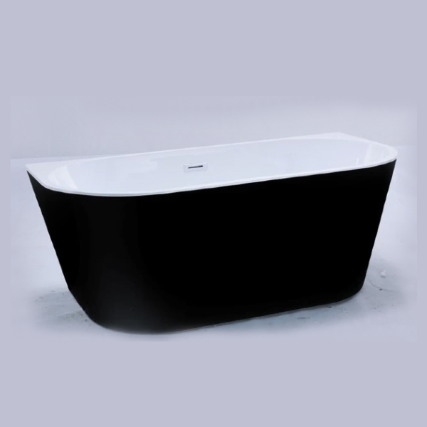 Banyetti Trend Back to Wall Freestanding Acrylic Bath - Gloss Black (Choose Size)