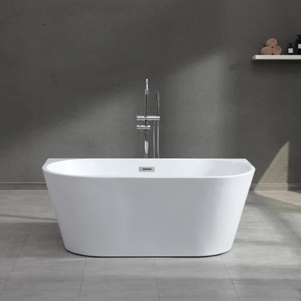 Banyetti Trend 1700 x 800 Back to Wall Freestanding Acrylic Bath - White