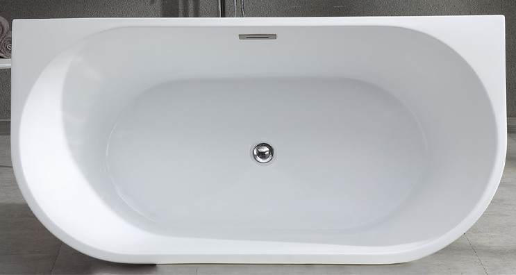 Banyetti Trend 1700 x 800 Back to Wall Freestanding Acrylic Bath - White