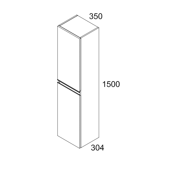 Banyetti Vatilla 1500mm Wall Hung Tall Cabinet with Matt Black Handles - Ostippo Oak