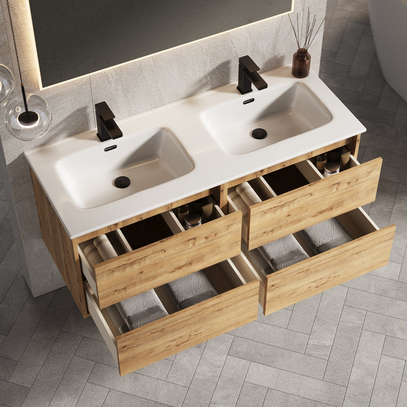 Banyetti Venti Wall Hung Vanity Unit with Athena Basin - 1200mm Ostippo Oak
