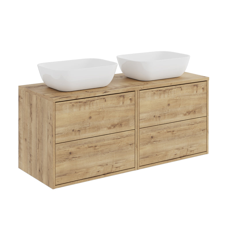 Banyetti Venti Wall Hung Vanity Unit with Matching Worktop - 1200mm Ostippo Oak