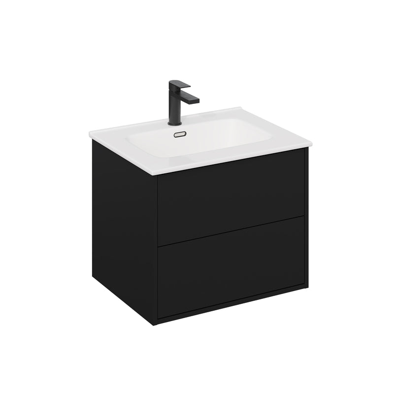 Banyetti Venti Wall Hung Vanity Unit with Athena Basin - 600mm Matt Black