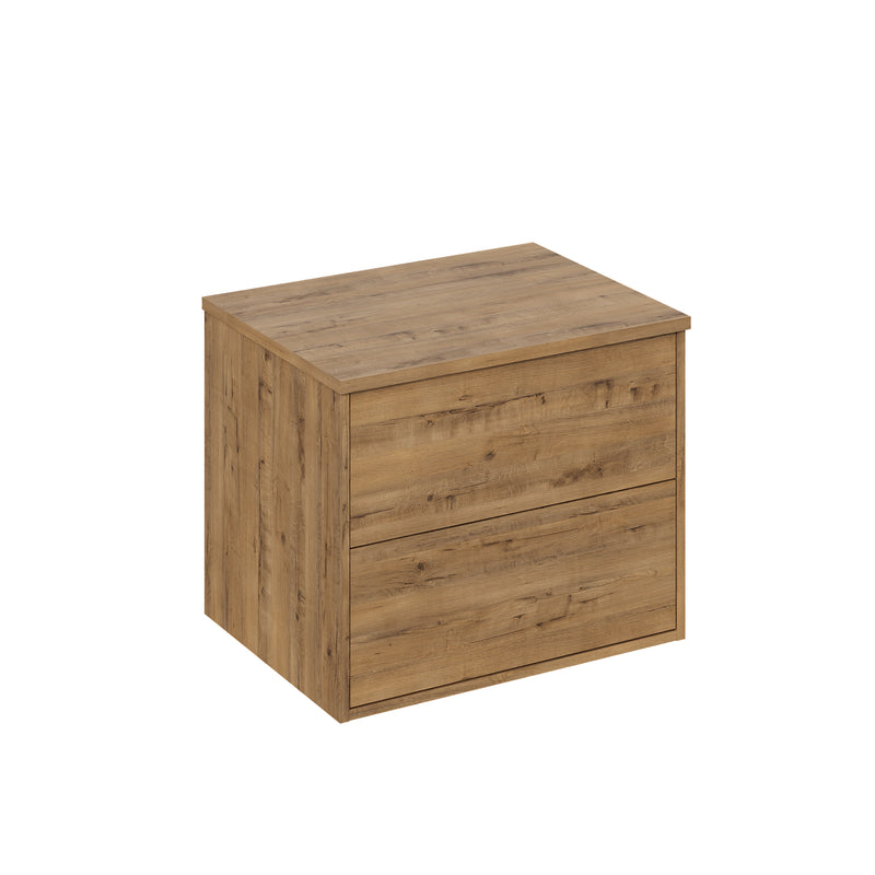 Banyetti Venti Wall Hung Vanity Unit with Matching Worktop - 600mm Ostippo Oak