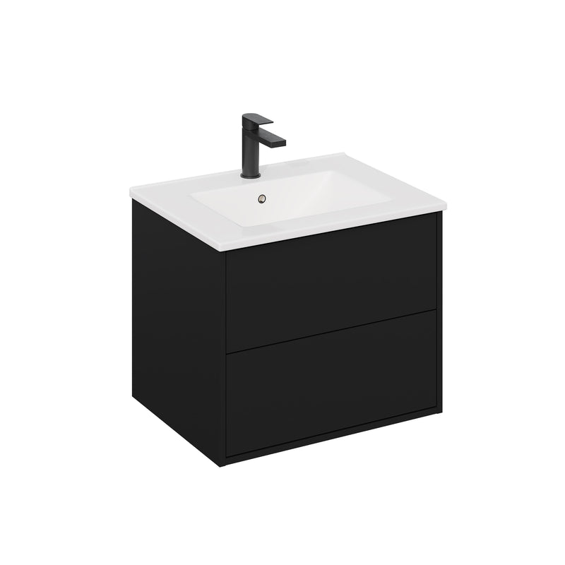 Banyetti Venti Wall Hung Vanity Unit with Lira Basin - 800mm Matt Black