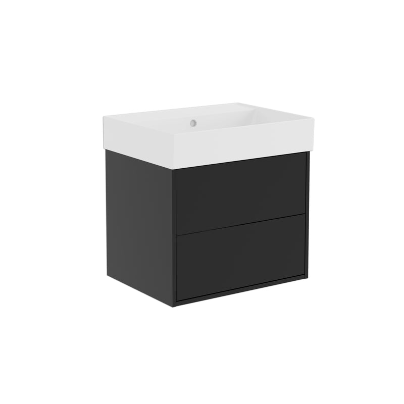 Banyetti Venti Wall Hung Vanity Unit with Veneto No Tap Hole Basin - 800mm Matt Black