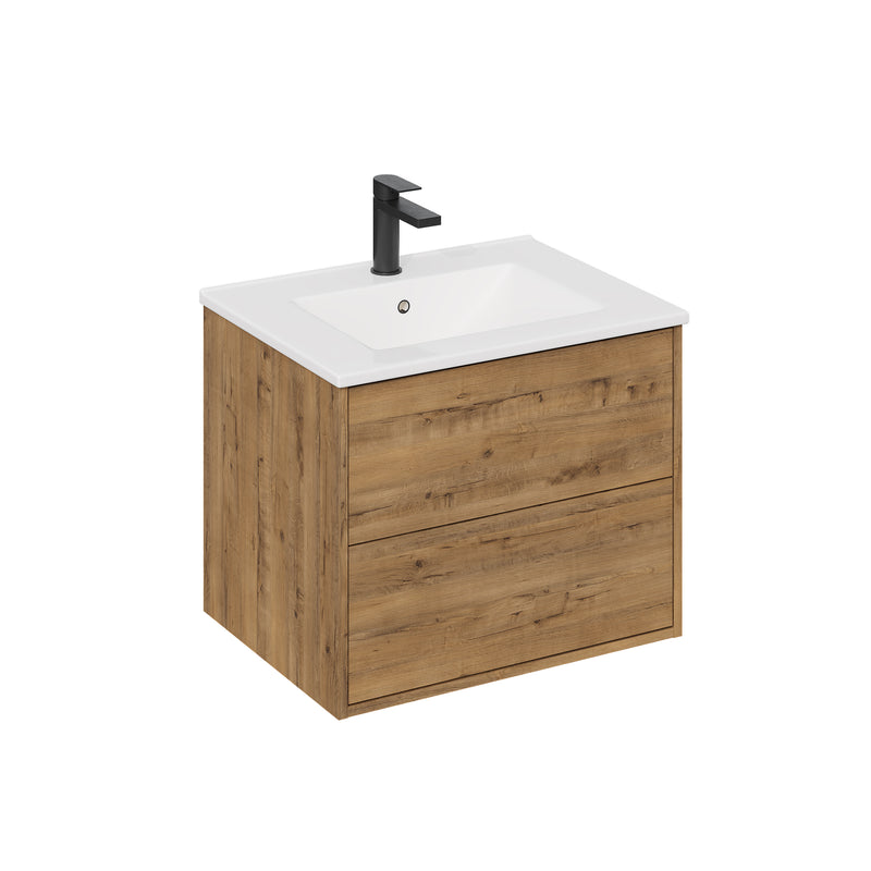 Banyetti Venti Wall Hung Vanity Unit with Lira Basin - 800mm Ostippo Oak