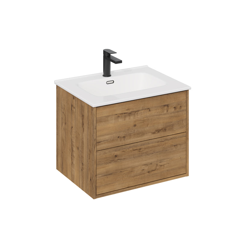 Banyetti Venti Wall Hung Vanity Unit with Athena Basin - 800mm Ostippo Oak