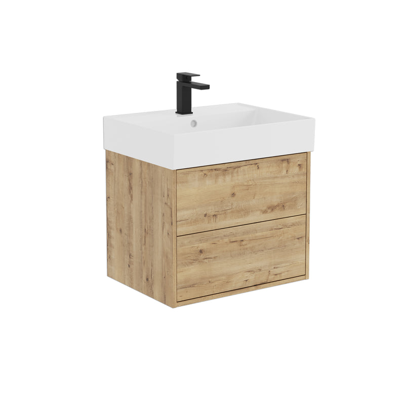 Banyetti Venti Wall Hung Vanity Unit with Veneto 1 Tap Hole Basin - 800mm Ostippo Oak