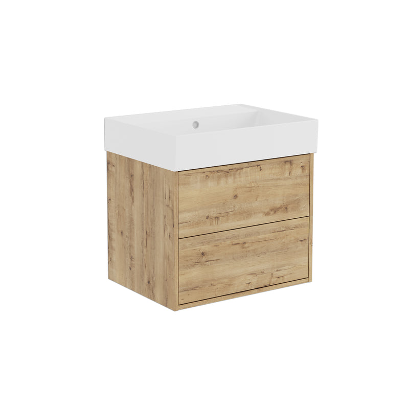 Banyetti Venti Wall Hung Vanity Unit with Veneto No Tap Hole Basin - 800mm Ostippo Oak