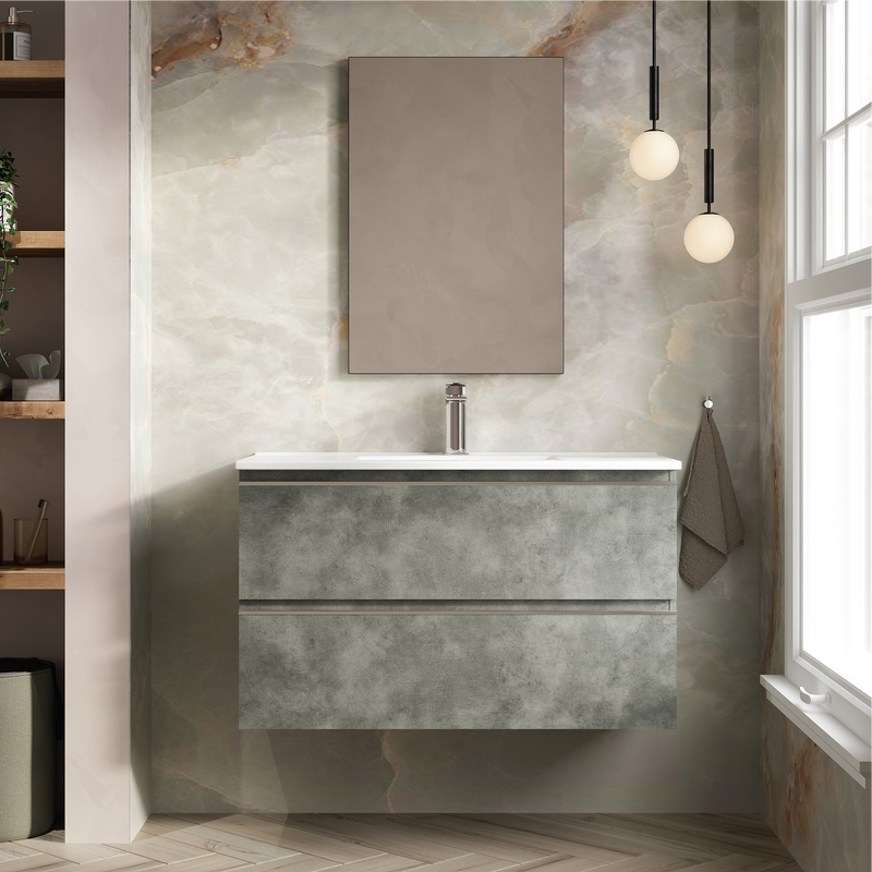 Banyetti Vatilla Wall Hung Vanity Unit with Lira Basin - 1000mm Cemento Grey