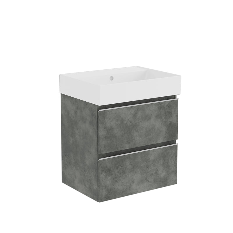 Banyetti Vatilla Wall Hung Vanity Unit with Veneto No Tap Hole Basin - 1000mm Cemento Grey