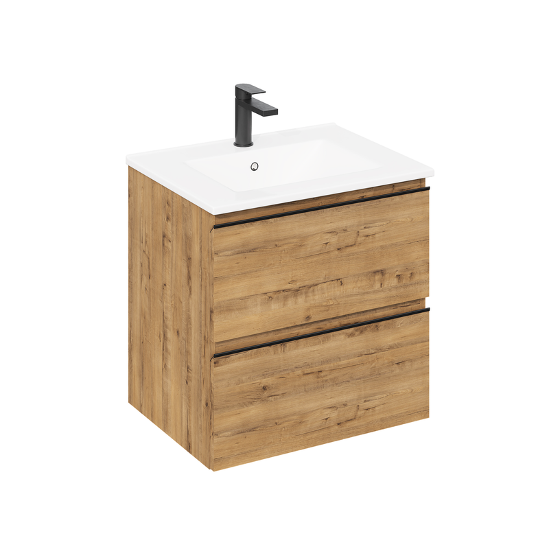 Banyetti Vatilla Wall Hung Vanity Unit with Lira Basin - 1000mm Ostippo Oak