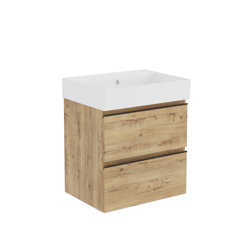 Banyetti Vatilla Wall Hung Vanity Unit with Veneto No Tap Hole Basin - 1000mm Ostippo Oak