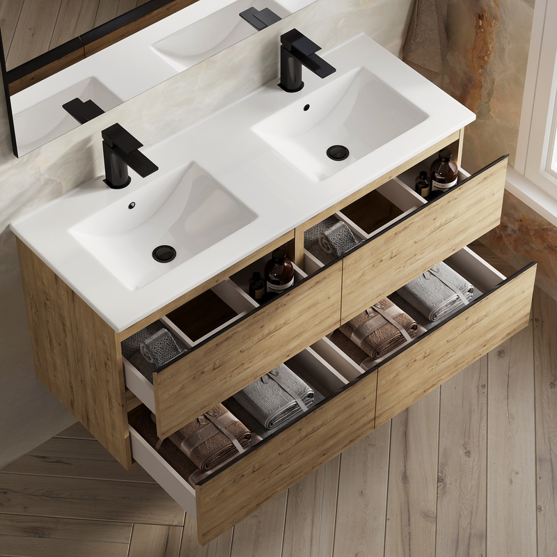 Banyetti Vatilla Wall Hung Vanity Unit with Lira Basin - 1200mm Ostippo Oak