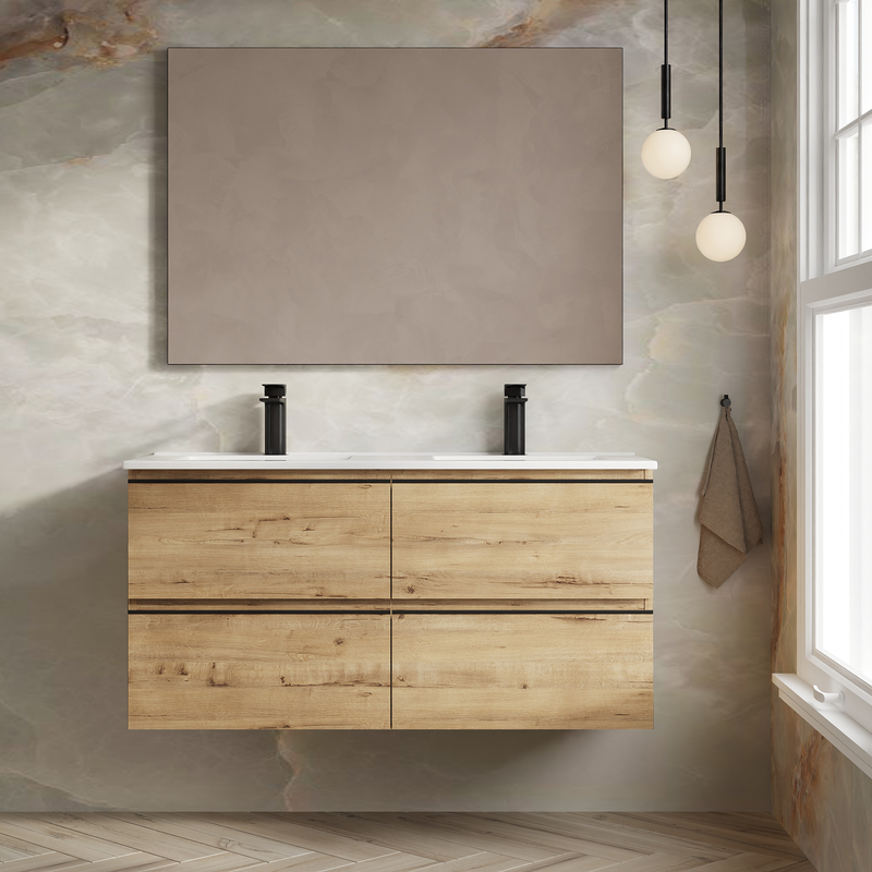 Banyetti Vatilla Wall Hung Vanity Unit with Athena Basin - 1200mm Ostippo Oak