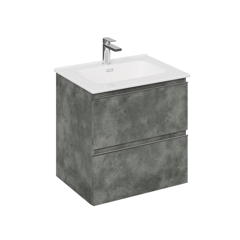 Banyetti Vatilla Wall Hung Vanity Unit with Athena Basin - 600mm Cemento Grey
