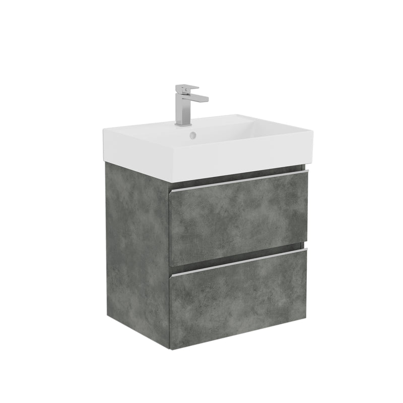 Banyetti Vatilla Wall Hung Vanity Unit with Veneto 1 Tap Hole Basin - 600mm Cemento Grey