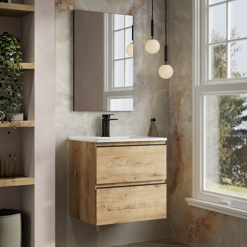 Banyetti Vatilla Wall Hung Vanity Unit with Athena Basin - 600mm Ostippo Oak