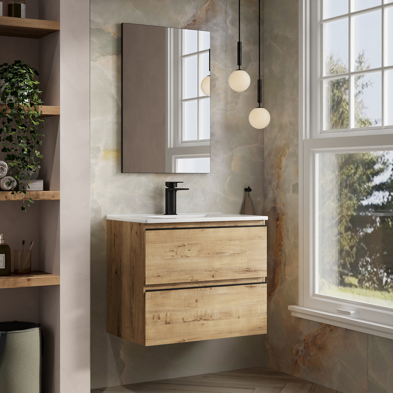 Banyetti Vatilla Wall Hung Vanity Unit with Lira Basin - 700mm Ostippo Oak