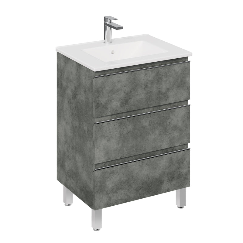 Banyetti Vatilla Floorstanding Vanity Unit with Lira Basin - 1000mm Cemento Grey