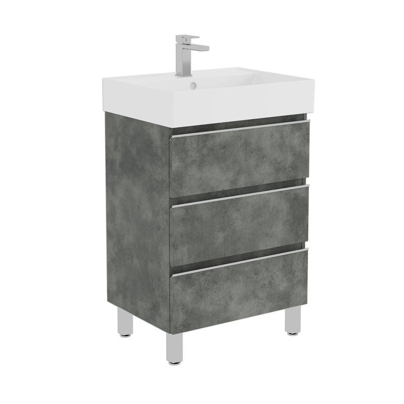Banyetti Vatilla Floorstanding Vanity Unit with Veneto 1 Tap Hole Basin - 1000mm Cemento Grey