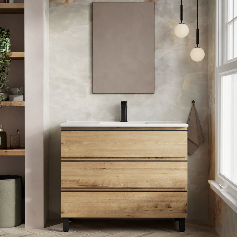 Banyetti Vatilla Floorstanding Vanity Unit with Lira Basin - 1000mm Ostippo Oak