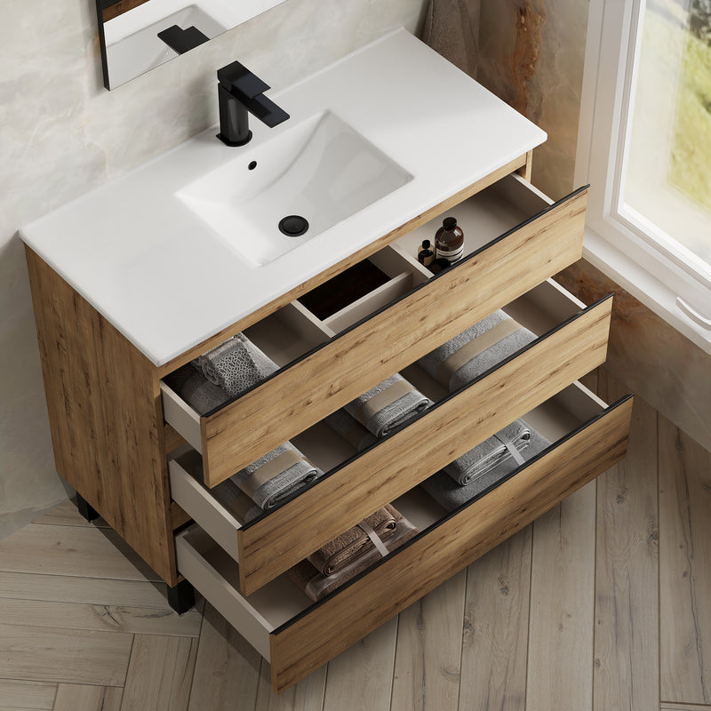 Banyetti Vatilla Floorstanding Vanity Unit with Lira Basin - 1000mm Ostippo Oak