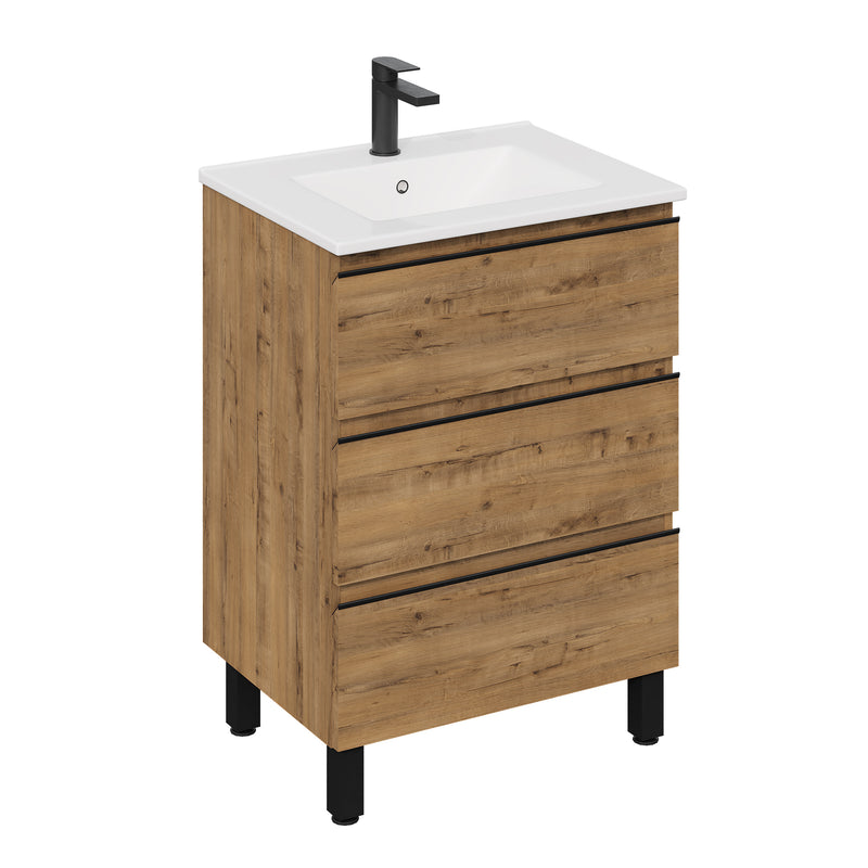Banyetti Vatilla Floorstanding Vanity Unit with Lira Basin - 1000mm Ostippo Oak