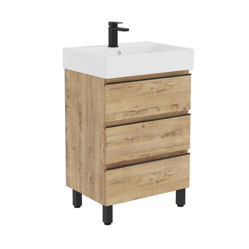 Banyetti Vatilla Floorstanding Vanity Unit with Veneto 1 Tap Hole Basin - 1000mm Ostippo Oak