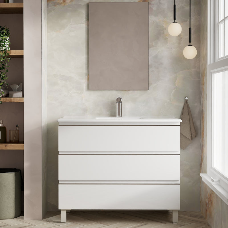 Banyetti Vatilla Floorstanding Vanity Unit with Lira Basin - 1000mm Gloss White